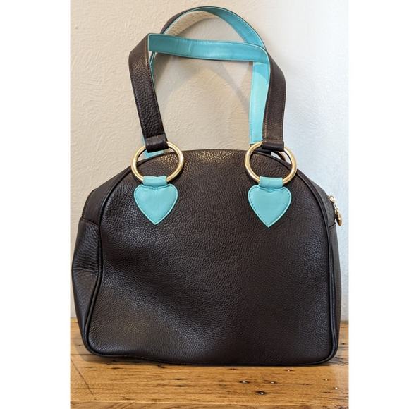 Sweet Tooth Brown Pebbled Grain Cheetah Heart Satchel Handbag - Picture 2 of 15